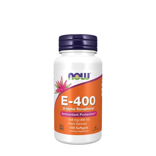 Now Foods Vitamín E 400 IU softgels Prírodný D-alfa s tokoferolom (100 Mäkká kapsula)