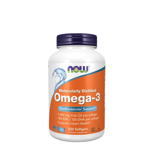 Now Foods Omega-3 rybí olej Softgels bez škodlivých látok (molekulárne destilovaný) (200 Mäkká kapsula)