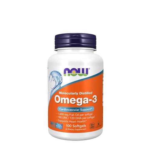 Now Foods Omega-3 rybí olej Softgels bez škodlivých látok (molekulárne destilovaný) (100 Mäkká kapsula)