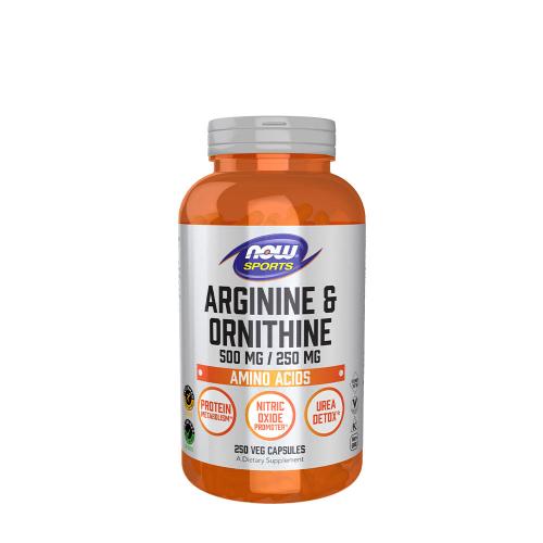 Now Foods Arginín a ornitín (arginín a ornitín) 500/250 mg - zmes aminokyselín (250 Kapsula)