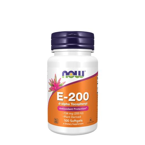 Now Foods Vitamín E 200 IU Softgels s prírodným D-alfa-tokoferolom (100 Mäkká kapsula)