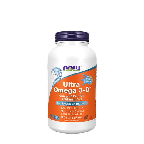 Now Foods Omega 3 rybí olej s vitamínom D  (180 Mäkká kapsula)