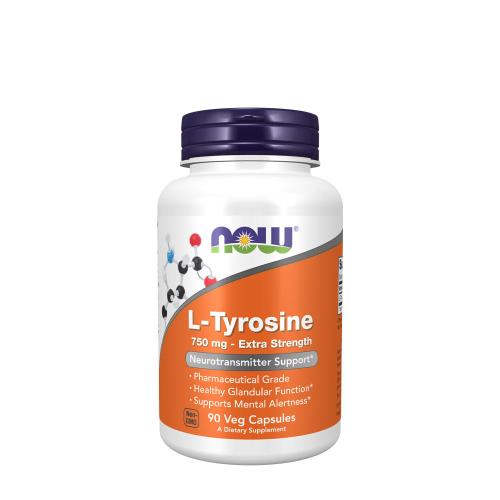 Now Foods L-Tyrosin 750 mg, extra silný (90 Veg Kapsula)