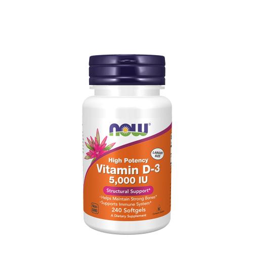 Now Foods Vitamin D 5000 IU (240 Mäkká kapsula)