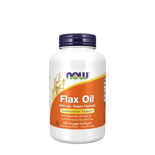 Now Foods Ľanový olej 1000 mg Vegan Formula - Flax Oil 1000 mg Vegan Formula (120 Veggie Mäkká kapsula, Bielo-ružové)
