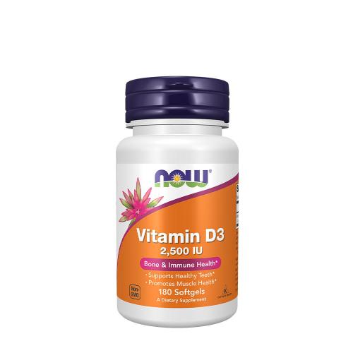 Now Foods Vitamin D3 2500 IU (180 Mäkká kapsula)