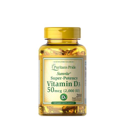 Puritan's Pride Vitamín D3 2000 IU (50 mcg) (200 Mäkká kapsula)