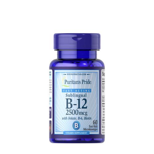 Puritan's Pride Vitamín B12 2500 mcg + kyselina listová (60 Mini Cucavá tableta)
