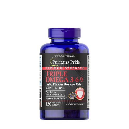 Puritan's Pride Omega 3-6-9 rybí olej, ľanový olej a olej z boráka lekárskeho (120 Mäkká kapsula)