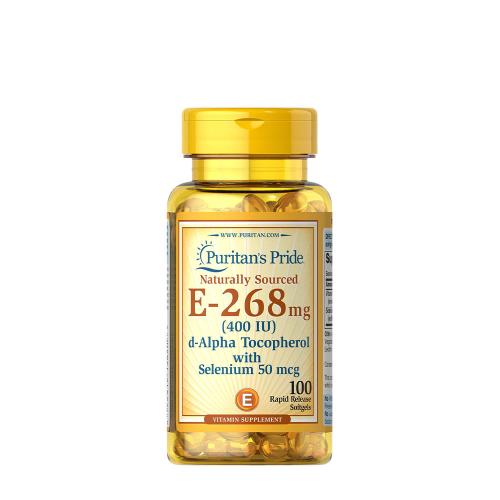 Puritan's Pride Vitamín E so selénom 400 IU Natural (100 Mäkká kapsula)