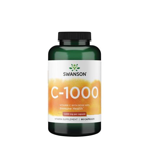 Swanson Vitamín C s šípkami - Vitamin C with Rose Hips (90 Kapsula)