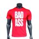 FA - Fitness Authority Tréningové tričko - Tričko s výstrihom Bad Ass (M, Biela a červená)