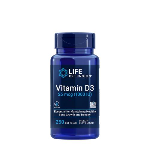 Life Extension Vitamín D 25 mcg (1000 IU) (250 Mäkká kapsula)