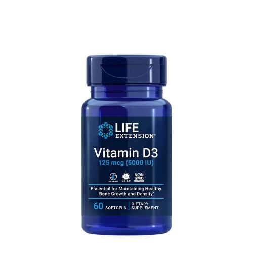Life Extension Vitamín D3 125 mcg (5000 IU) (60 Mäkká kapsula)
