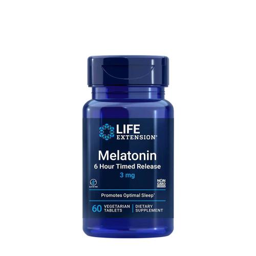 Life Extension Tablety s 6-hodinovým vstrebávaním melatonínu (3 mg)  (60 Veg Tableta)