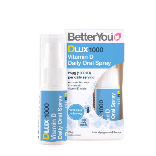 BetterYou Dlux Vitamín D 1000 IU ústny sprej (15 ml, Prírodná mäta pieporná)