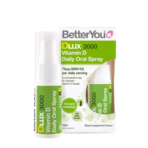BetterYou Dlux Vitamín D 3000 IU ústny sprej (15 ml, Prírodná mäta pieporná)