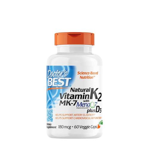 Doctor's Best Prírodný vitamín K2 (MK7) 180 mcg + D3 1000 IU  (60 Veggie Kapsula)