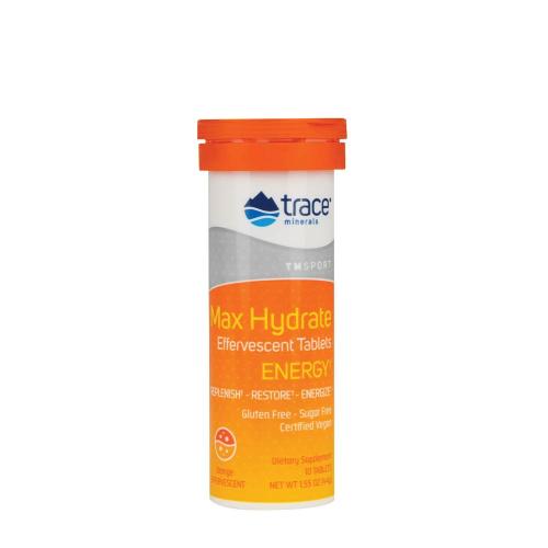 Trace Minerals Max-Hydrate Energy - Šumivé tablety na hydratáciu svalov  (10 Šumivé tablety, Pomaranč)