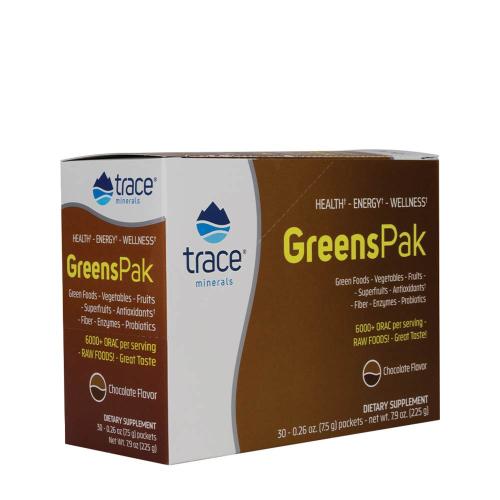 Trace Minerals Greens Pak (30 Balenie, Čokoláda)
