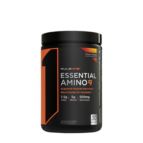 Rule1 Essential Amino 9 Prášok esenciálnych aminokyselín  (345 g, Broskyňa a mango)