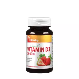 Vitaking Vitamin D3 2000 IU  (90 Cucavá tableta, Jahoda)