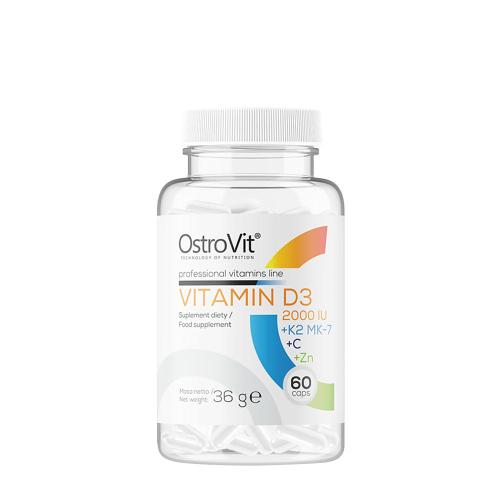 OstroVit Vitamín D3 2000 IU + K2 MK-7 + C + zinok  (60 Kapsula)