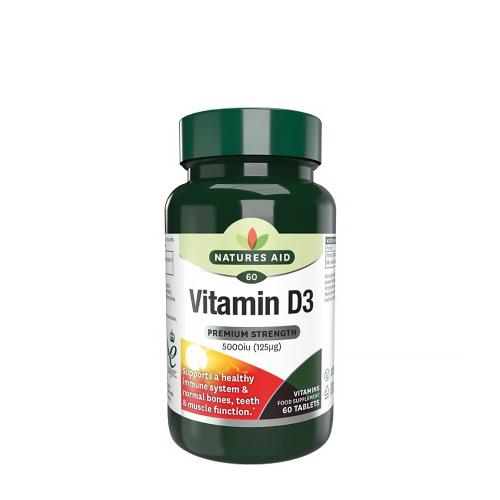 Natures Aid Vitamín D3 5000IU vysoká sila - Vitamin D3 5000IU High Strength (60 Tableta)