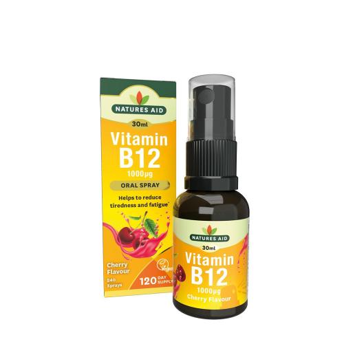 Natures Aid Denný ústny sprej s vitamínom B12 - Vitamin B12 Daily Oral Spray (30 ml, Čerešna)