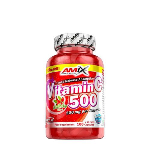 Amix Vitamín C 500 mg s extraktom zo šípky - Vitamin C 500 mg with Rose Hip Extract (125 kapsula)