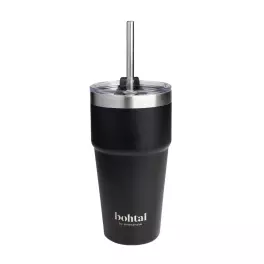   SmartShake Cestovný hrnček Bohtal s dvojitou izoláciou a slamkou - Bohtal Double Insulated Travel Mug With Straw (600 ml, Čierna)