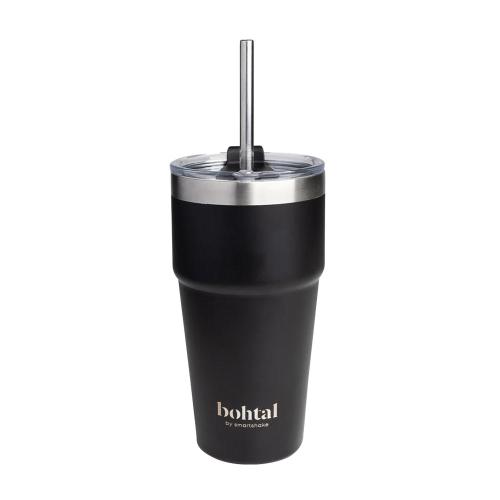 SmartShake Cestovný hrnček Bohtal s dvojitou izoláciou a slamkou - Bohtal Double Insulated Travel Mug With Straw (600 ml, Čierna)