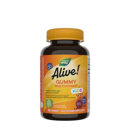 Natures Way Alive!® Kids Multivitamin Gummy (60 Gumový cukor, Čerešňa, pomaranč a hrozno)