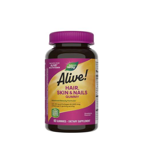 Natures Way Alive!® Hair, Skin & Nails Gummies (60 Gumový cukor, Jahoda)