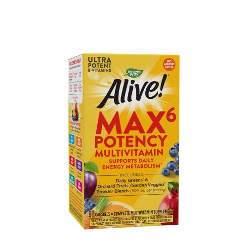 Natures Way Alive!® Max6 Max Potency Daily Multivitamin Without Iron (90 Kapsula)