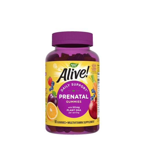 Natures Way Alive!® Daily Support Prenatal Gummy Multivitamin (90 Gumový cukor, Pomarančová a malinová limonáda)