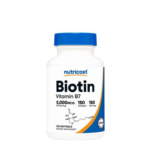 Nutricost Biotin with Coconut Oil Softgels 5000 mcg (150 Mäkká kapsula)