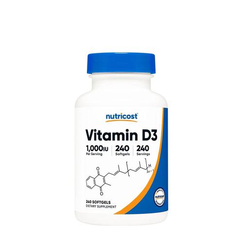 Nutricost Vitamin D3 1,000 IU (240 Mäkká kapsula)