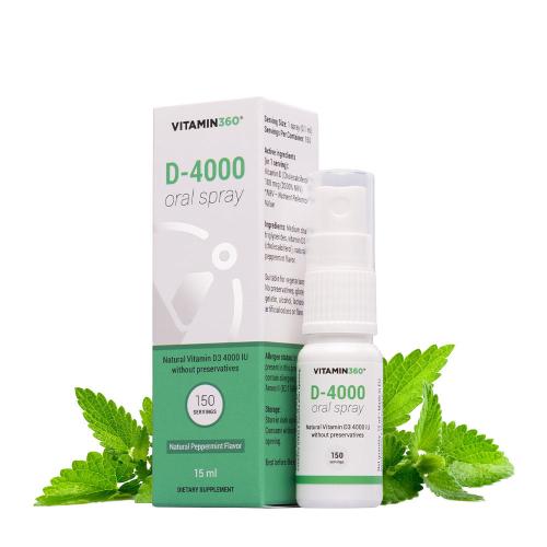 Vitamin360 Ústny sprej s vitamínom D 4000 IU (15 ml, Prírodná mäta pieporná)