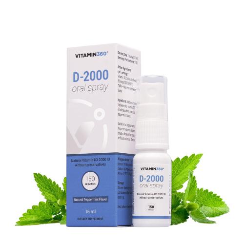 Vitamin360 Vitamín D ústny sprej 2000 IU (15 ml, Prírodná mäta pieporná)