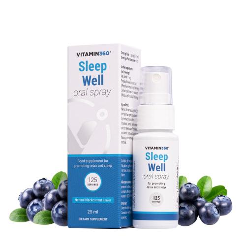 Vitamin360 Sleep Well - Sprej na podporu spánku a odpočinku (25 ml, Čierne ríbezle)