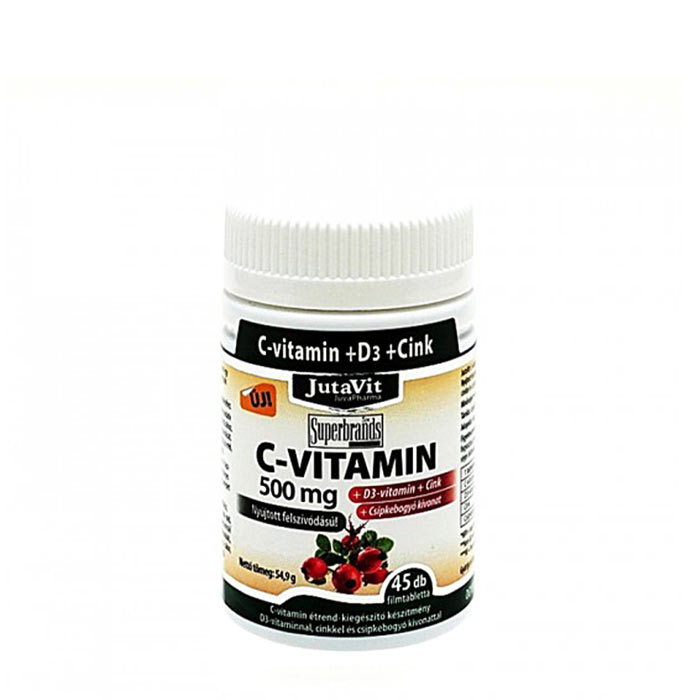 JutaVit Vitamin C 500 mg + D3 + Zinc tablet (45 Tableta)