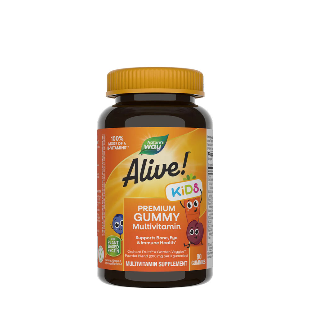 Nature&#039;s Way Alive!® Premium Kids Multivitamin Gummy (90 Gumový cukor, Čerešňa, pomaranč